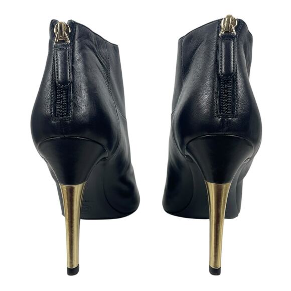 Chanel CC Logo Cap Toe Lamb Leather Heel Ankle Boots Black Size 38 - Picture 9 of 14